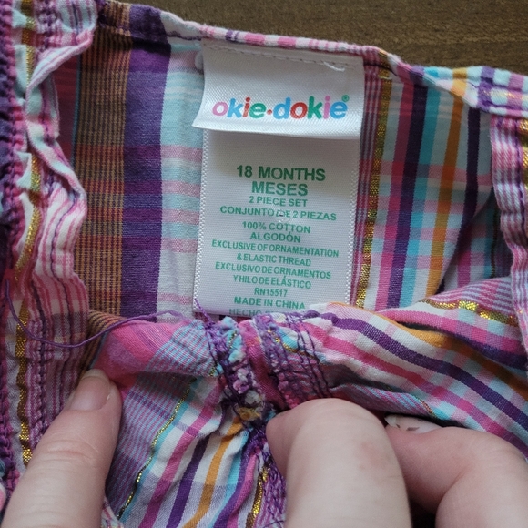 Okie Dokie 100% Cotton Purple Summer Gold Thread Dress Size 18 Months - Picture 6 of 7